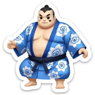 Jinbe blue fishman with kimono and sumo stance sticker