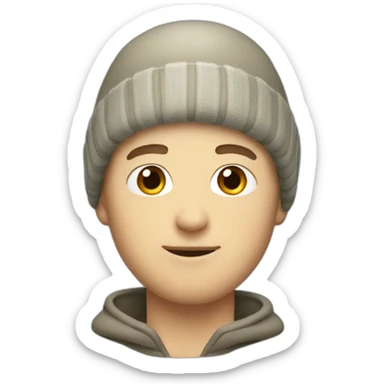 White guy with short hair and with winter bonnet sticker
