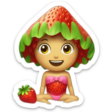a strawberry wearing an hawaii bath trunk sticker