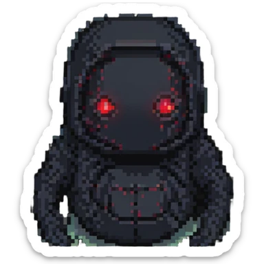 red glowing eyes, Minecraft style, blocky, pixelated, no face, dark background sticker