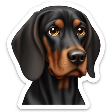 Black and brown coonhound with brown floppy ears sticker