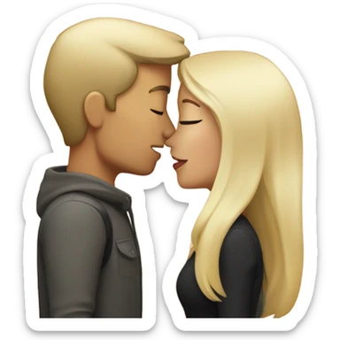 blonde girl kissing brunette man sticker
