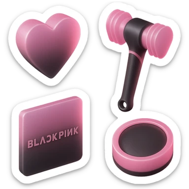 BLACKPINK-inspired object, black and pink colors, sleek and translucent effect sticker