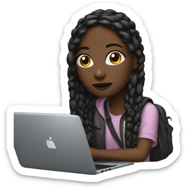 Aesthetic girl with laptop sticker