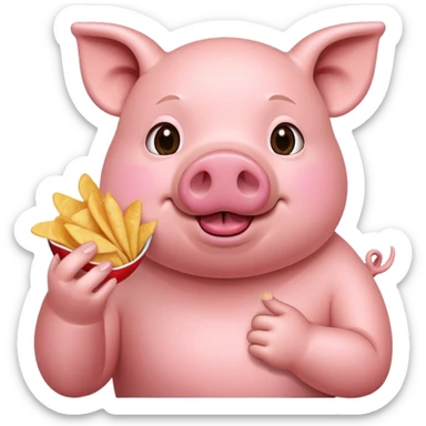 Pig eating crisps and dip sticker