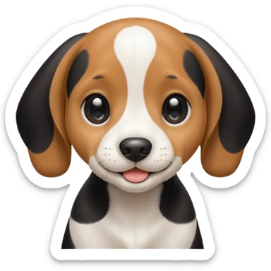 Black and white beagle puppy, smiling, smooth coat sticker