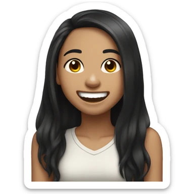 Lightskin girl with long black hair laughing hard sticker
