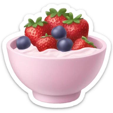 Light pink fruit yogurt bowl with strawberries and grapes sticker