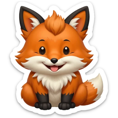 Floofy the Creampuff fox blackish away laughing, chubby. Black paws orange color sticker