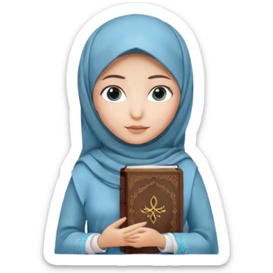 Turkish beautiful finish Konya girl blue eyes with hijab and lily dress have Quran  sticker