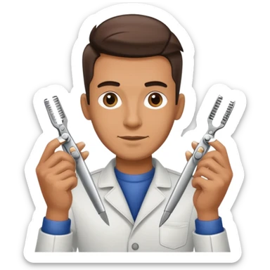 Barber man holding a pair of clippers sticker