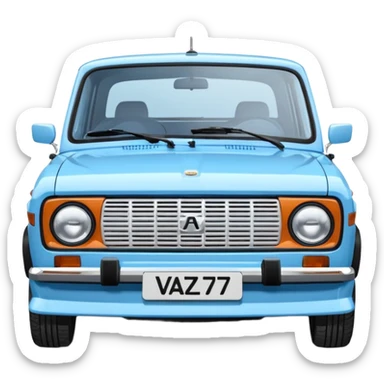 LADA car. Russian car. Model VAZ 2107. Realistic proportions. Front view. sticker