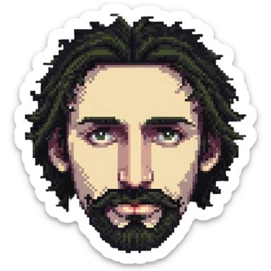 hairy man with a crooked nose sticker