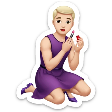 Submissive man on knees wearing female clothes sticker