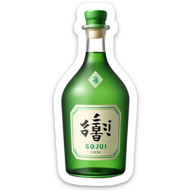 korean soju, green bottle with white label on it written 소주 sticker