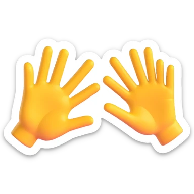 Two open hands in emoji style, tilted to the right as if pushing a swing, with motion lines behind them to show movement. Minimal background, clean cartoon style sticker