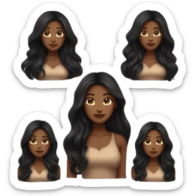 woman brown skin long dark hair with black cat sticker