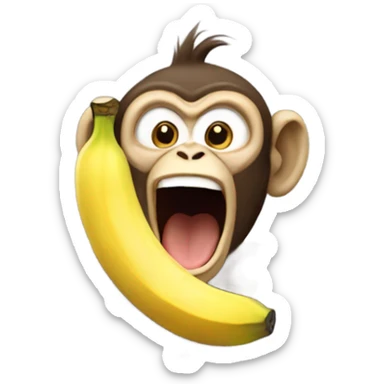 Monkey with a banana screaming sticker