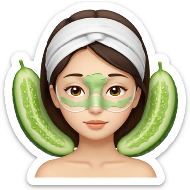 girl brunette getting a deep facial cleansing eyes closed sticker