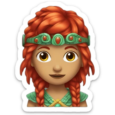 quetzalcuoatl red head girl sticker