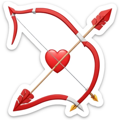 bow and arrow in a valentine’s day mood, with the arrow having a heart shape  sticker
