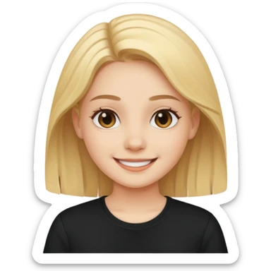 smiling girl in black shirt sticker