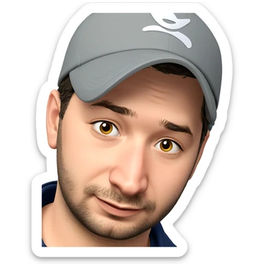 smiling boy in baseball cap sticker