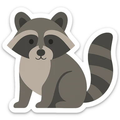 Flat design style raccoon sticker