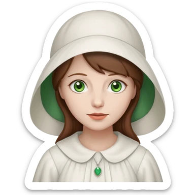 Handmaid woman with brown hair and green eyes sticker