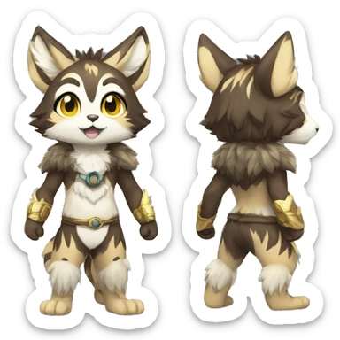 shiny, patterns, Kemono-style, Chibi, Anthro-Fur-Sona-Fakémon, Full Body sticker