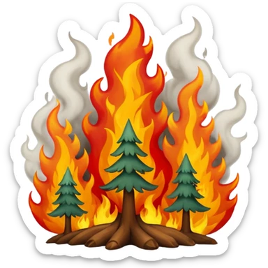 a forest fire were every tree is in fire  sticker