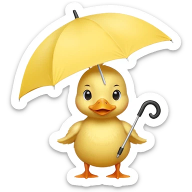 baby Duck holding white umbrella sticker