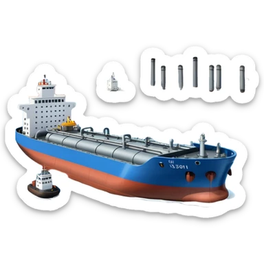 Seaport with a tanker in PNG format sticker