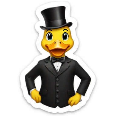surprised yellow duck with a black millionaire suit and top-hat sticker