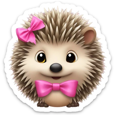 hedgehog with a pink bow sticker