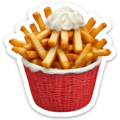 poutine in red and white basket sticker