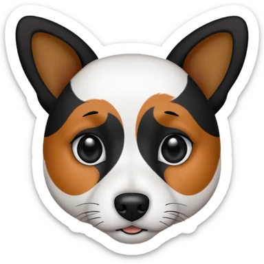 Jack russel with black on one ear and small black dots on the other ear sticker