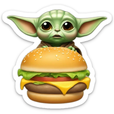 Bébé Yoda qui mange un burger sticker