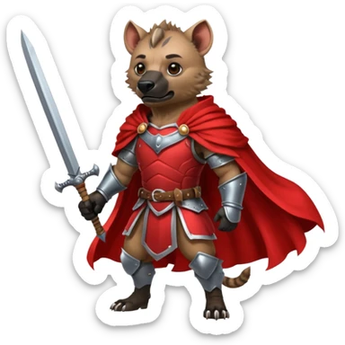 Strong hyena knight warrior with red cape  sticker
