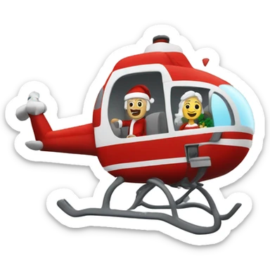 Santa and Mrs claus in a helicopter sticker