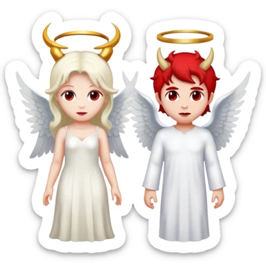 Una pareja de ángel y demonio sticker