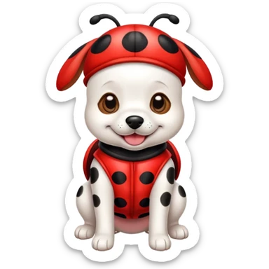dog wearing a ladybug costume sticker