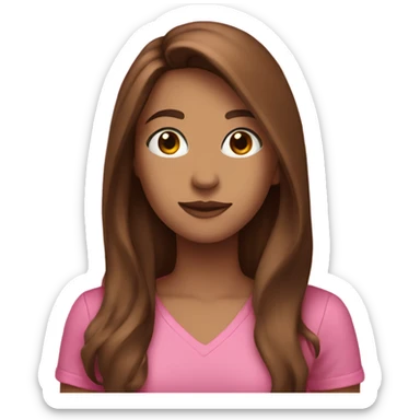 Long brown hair pink outfit  sticker