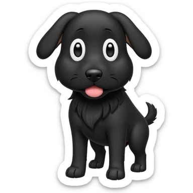 Please give me an all black dog with droopy ears as a walking dog emoji sticker