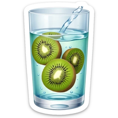 glass of water with kiwi slices sticker