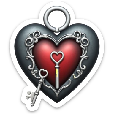 gothic heart with ornate silver key and dark shading sticker