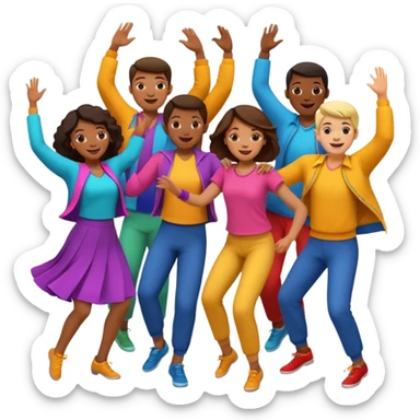 many people dance together sticker