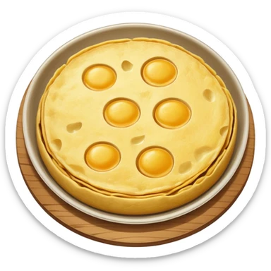 Round spanish potato omelet no plate sticker