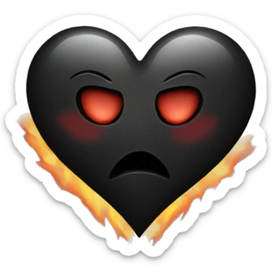 Black heart with flames sticker