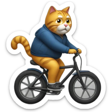 Fat-cat-riding-a-bike sticker